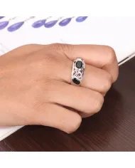 Natural Black Onyx - 925 Sterling Silver Handmade Ring Statement Jewelry