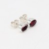 Garnet Studs Earrings, Sterling Silver Earrings, Push Back Earrings, January Birthstone, Red Oval Studs, Studs Earrings for Love