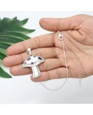 Amethyst Pendant - Sterling Silver Handmade Mushroom Pendant Charming Pendant for Women