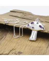 Amethyst Pendant - Sterling Silver Handmade Mushroom Pendant Charming Pendant for Women