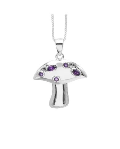 Amethyst Pendant - Sterling Silver Handmade Mushroom Pendant Charming Pendant for Women