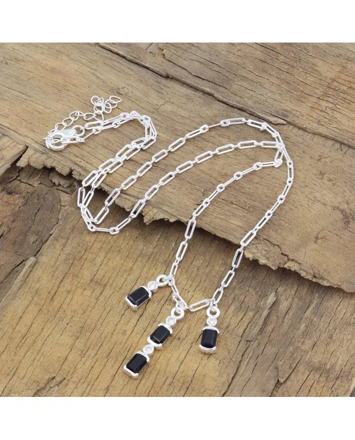 Black Onyx Swarovski Crystal Pendant - Sterling Silver Pendant Handmade Pendant Minimalist Dainty Pendant for Her