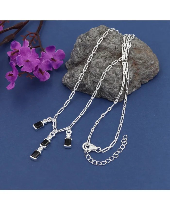 Black Onyx Swarovski Crystal Pendant - Sterling Silver Pendant Handmade Pendant Minimalist Dainty Pendant for Her