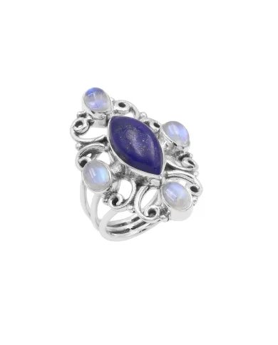 Lapis Lazuli Ring Moonstone Ring - Sterling Silver Ring Statement Dainty Ring Handmade Promise Ring