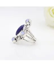 Lapis Lazuli Ring Moonstone Ring - Sterling Silver Ring Statement Dainty Ring Handmade Promise Ring