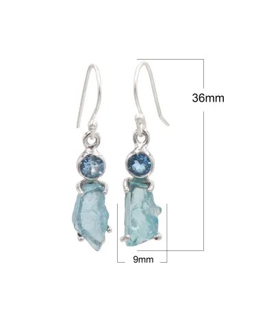 Apatite Earrings & Swiss Blue Topaz Earrings - Sterling Silver Dangle Earrings Handcrafted Earrings for Her