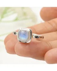 Natural Moonstone Ring - Sterling Silver Minimalist Ring Oxidized Handmade Ring Women's Ring
