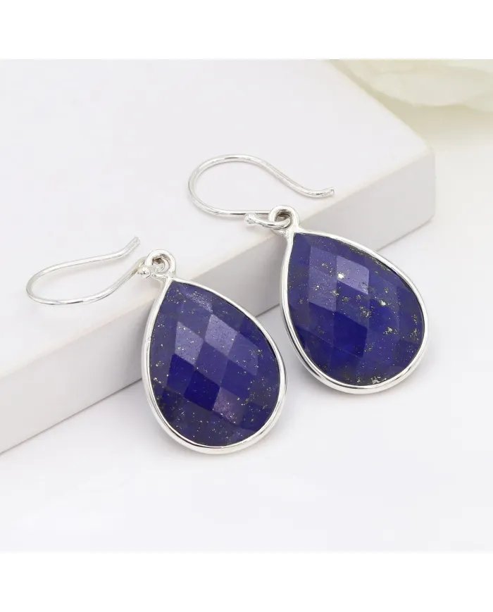Lapis Lazuli Earrings - Sterling Silver Earrings Handmade Dangle Earrings Tear Drop Earrings Gift for Her