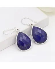 Lapis Lazuli Earrings - Sterling Silver Earrings Handmade Dangle Earrings Tear Drop Earrings Gift for Her