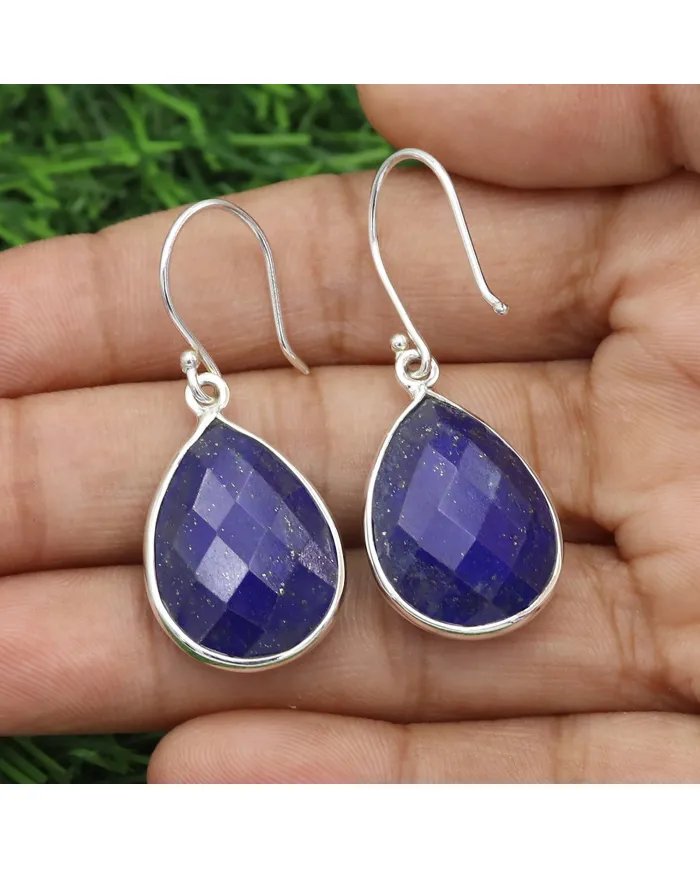 Lapis Lazuli Earrings - Sterling Silver Earrings Handmade Dangle Earrings Tear Drop Earrings Gift for Her