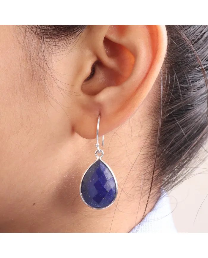 Lapis Lazuli Earrings - Sterling Silver Earrings Handmade Dangle Earrings Tear Drop Earrings Gift for Her