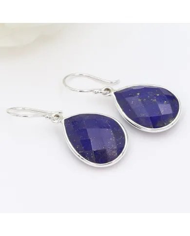 Lapis Lazuli Earrings - Sterling Silver Earrings Handmade Dangle Earrings Tear Drop Earrings Gift for Her