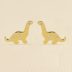 Dinosaur Stud Earrings, Sterling Silver Studs, Diamond Earrings, Animal Lover Studs, 18k Gold Dinosaur Studs, Push Back Earrings