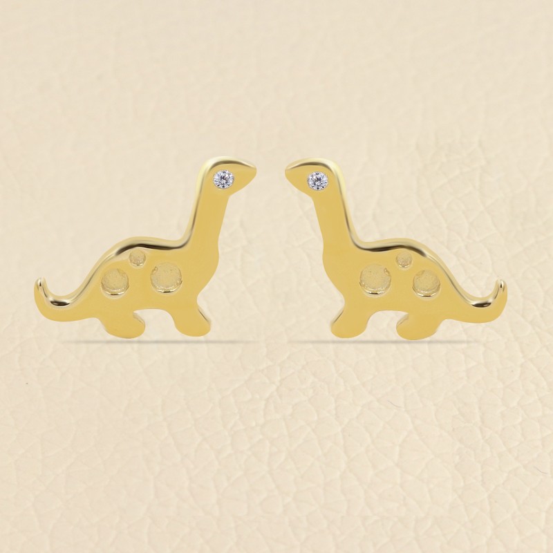 Dinosaur Stud Earrings, Sterling Silver Studs, Diamond Earrings, Animal Lover Studs, 18k Gold Dinosaur Studs, Push Back Earrings