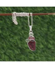 Natural Tabasco Geode & Tourmaline Pendant - Sterling Silver Pendant Handmade Pendant Unique Pendant