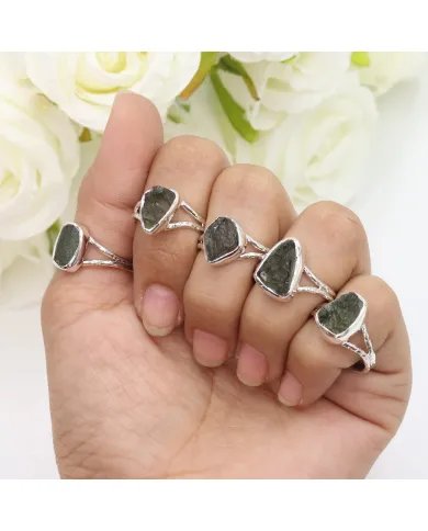 Raw Moldavite Ring – Handmade 925 Sterling Silver Gemstone Jewelry