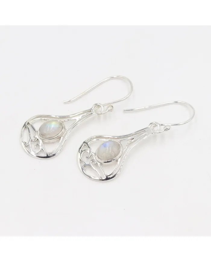 Moonstone Earrings Silver Earrings - Sterling Silver Dangle Earrings Handmade Gemstone Earrings Birthstone Earrings