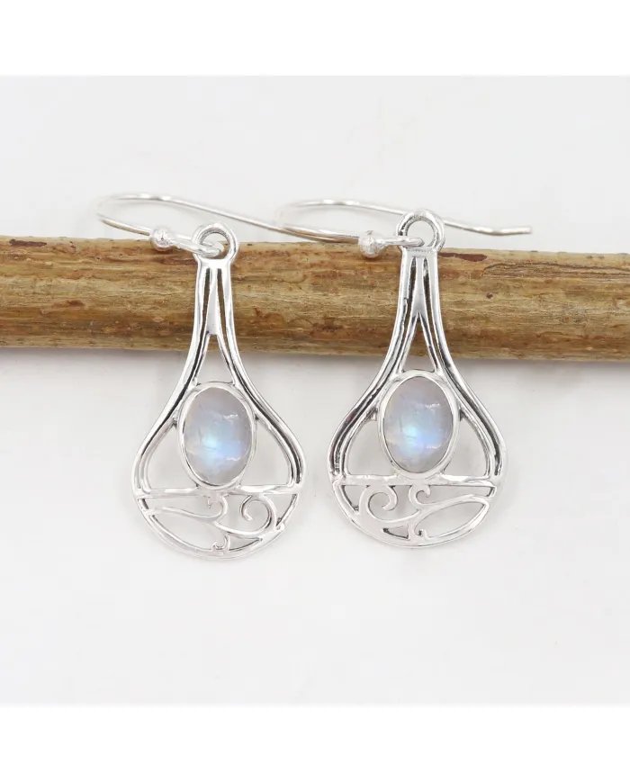 Moonstone Earrings Silver Earrings - Sterling Silver Dangle Earrings Handmade Gemstone Earrings Birthstone Earrings