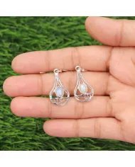 Moonstone Earrings Silver Earrings - Sterling Silver Dangle Earrings Handmade Gemstone Earrings Birthstone Earrings