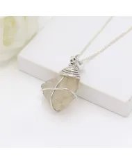 Raw Libyan Desert Glass Silver Pendant - Sterling Silver Pendant Handmade Pendant Statement Pendant with Chain