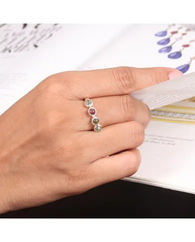 Multi Tourmaline Ring - 925 Sterling Silver Handmade Gemstone Jewelry