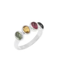 Multi Tourmaline Ring - 925 Sterling Silver Minimalist Gemstone Jewelry