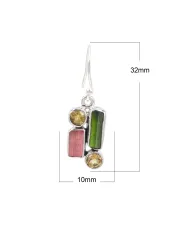 Tourmaline & Citrine Dangle Earrings - 925 Sterling Silver Jewelry