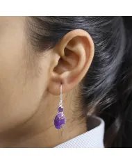 Purple Copper Turquoise Earrings - Sterling Silver Earrings Amethyst Earrings Handmade Pendant Silver Dangle Earrings for Women