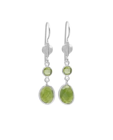Natural Idocrase & Peridot Earrings - Sterling Silver Dangle Earrings Handmade Earrings Statement Earrings for Her