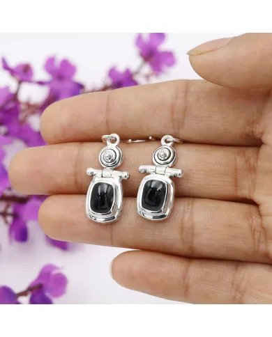 Black Spinel Earrings – 925 Sterling Silver Handmade Gemstone Dangle Earrings Elegant & Timeless Black Stone Earrings