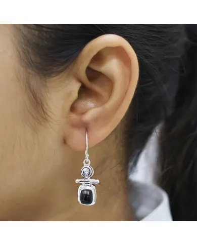 Black Spinel Earrings – 925 Sterling Silver Handmade Gemstone Dangle Earrings Elegant & Timeless Black Stone Earrings