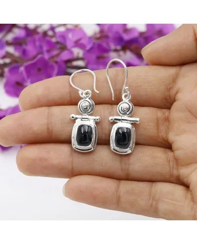 Black Spinel Earrings – 925 Sterling Silver Handmade Gemstone Dangle Earrings Elegant & Timeless Black Stone Earrings