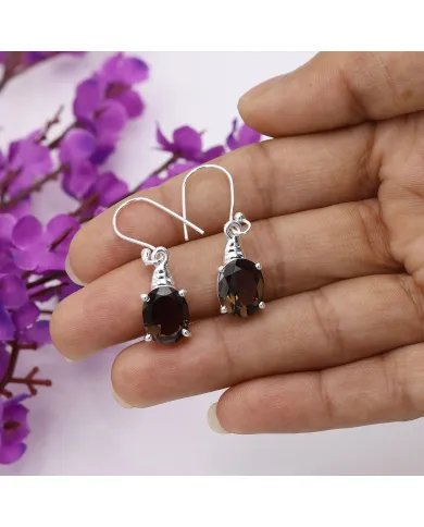 Smoky Quartz Earrings - Sterling Silver Earrings Handmade Dangle Earrings Hook Earrings Silver Jewelry