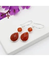 Red Onyx Gemstone Dangle Earrings - Sterling Silver Handmade Versatile Jewelry