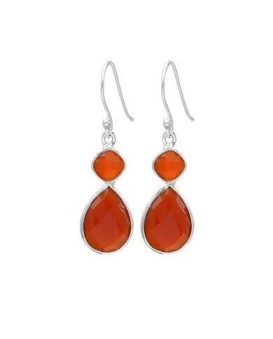 Red Onyx Gemstone Dangle Earrings - Sterling Silver Handmade Versatile Jewelry
