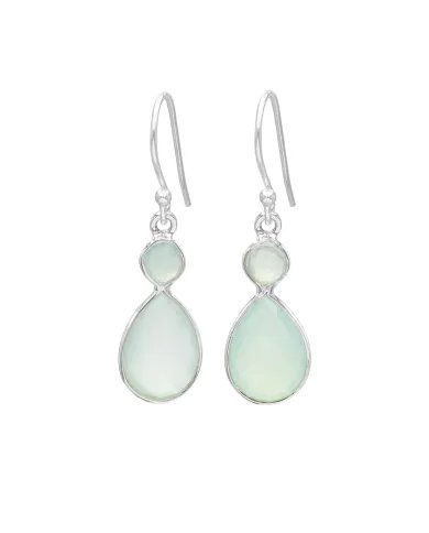 Blue Onyx Gemstone Dangle Earrings - Sterling Silver Handmade Versatile Jewelry