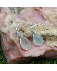 Blue Onyx Gemstone Dangle Earrings - Sterling Silver Handmade Versatile Jewelry