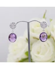 Natural Amethyst Dangle Earrings - 925 Sterling Silver Earrings Handmade Birthstone Jewelry