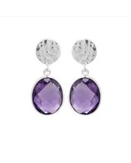 Natural Amethyst Dangle Earrings - 925 Sterling Silver Earrings Handmade Birthstone Jewelry