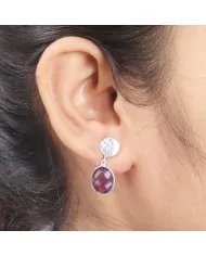 Natural Amethyst Dangle Earrings - 925 Sterling Silver Earrings Handmade Birthstone Jewelry
