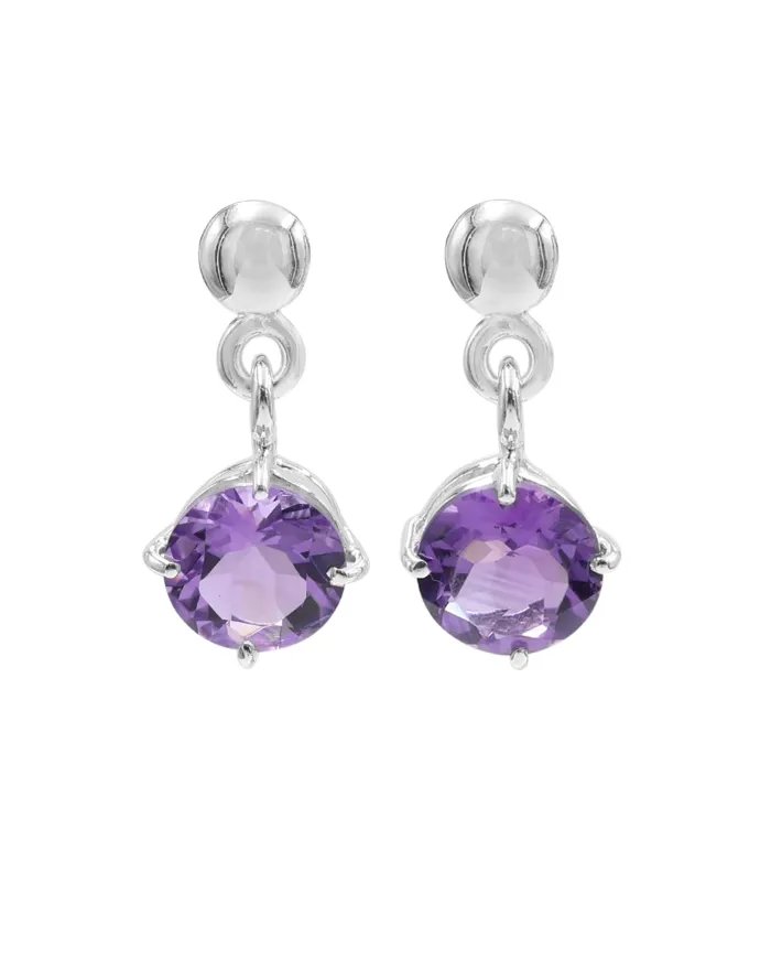 Amethyst Earrings Silver Dainty Earrings - Sterling Silver Handmade Dangle Jewelry for Women