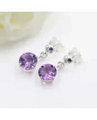 Amethyst Earrings Silver Dainty Earrings - Sterling Silver Handmade Dangle Jewelry for Women