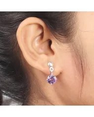 Amethyst Earrings Silver Dainty Earrings - Sterling Silver Handmade Dangle Jewelry for Women