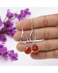 Red Onyx Earrings - Sterling Silver Handmade Dangle Earrings for Women