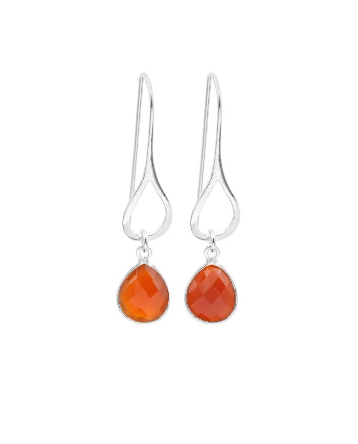 Red Onyx Earrings - Sterling Silver Handmade Dangle Earrings for Women