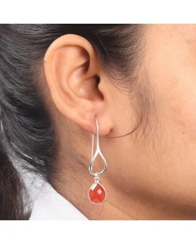 Red Onyx Earrings - Sterling Silver Handmade Dangle Earrings for Women